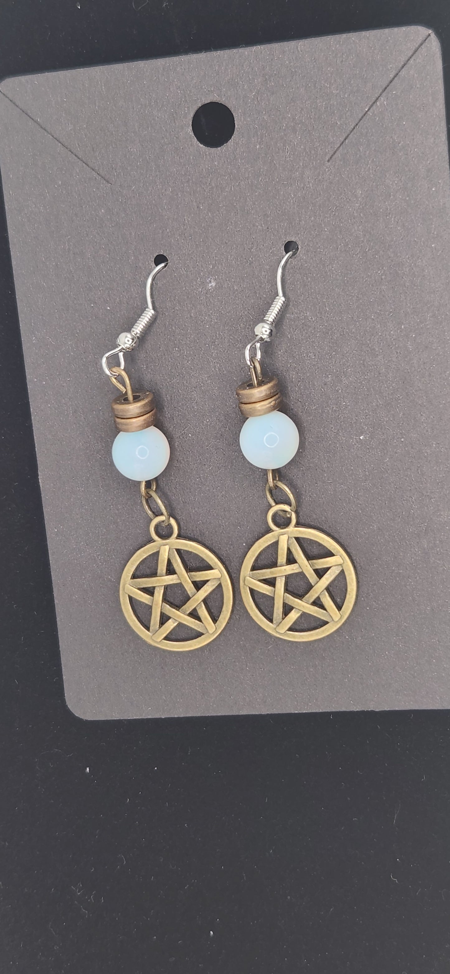 Pentacle dangle earrings Brass Color